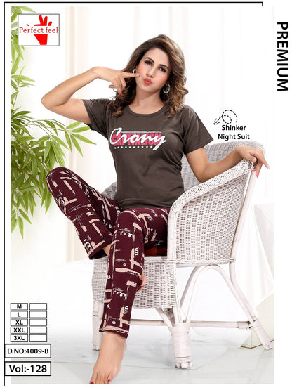 Vol 128 Perfect Feel Sinker Pyjama Night Suits Wholesaler Ahmedabad