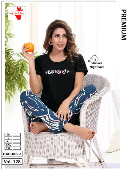 Vol 128 Perfect Feel Sinker Pyjama Night Suits Wholesaler Ahmedabad