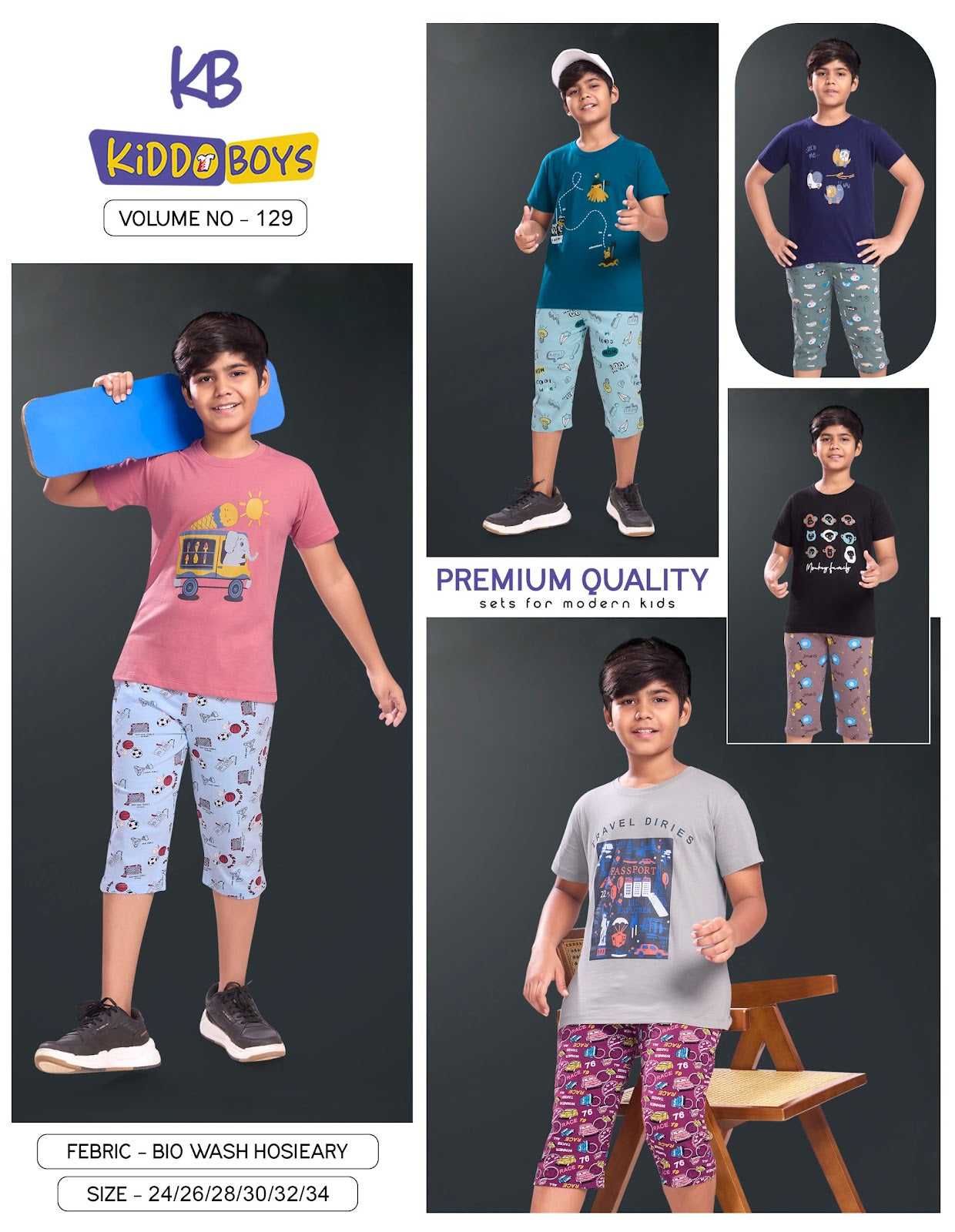 Vol 129 Kiddo Hosiery Boys Capri Night Suit Manufacturer India