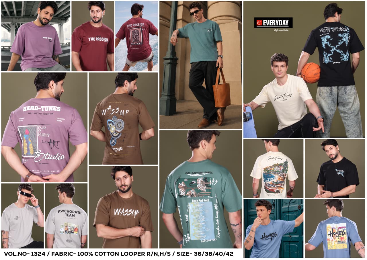 Vol 1324 Oversized Everyday Cotton Looper Mens Tshirts Manufacturer Gujarat