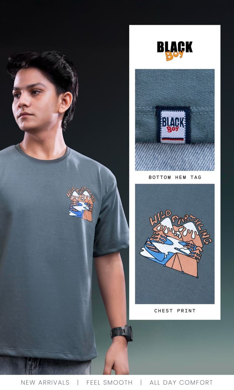 Vol 1325 Black Looper Boys Tshirt Supplier Gujarat