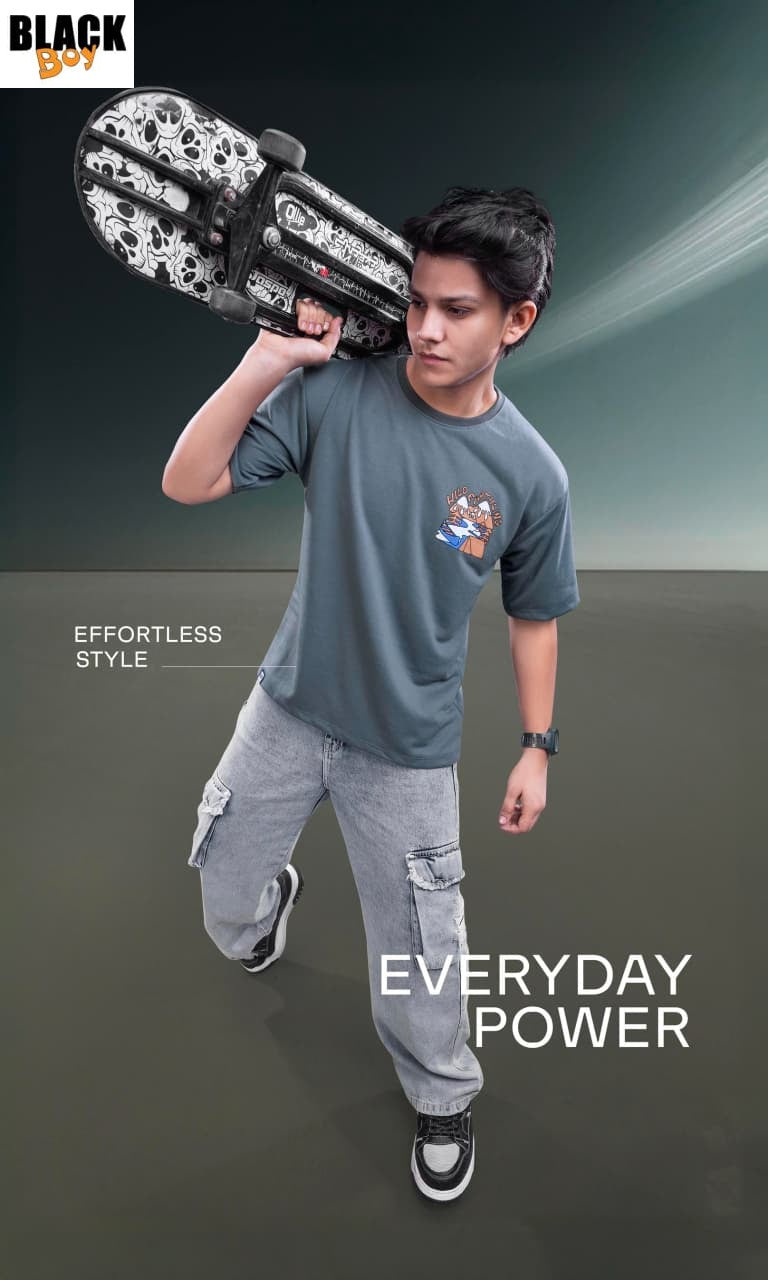 Vol 1325 Black Looper Boys Tshirt Supplier Gujarat