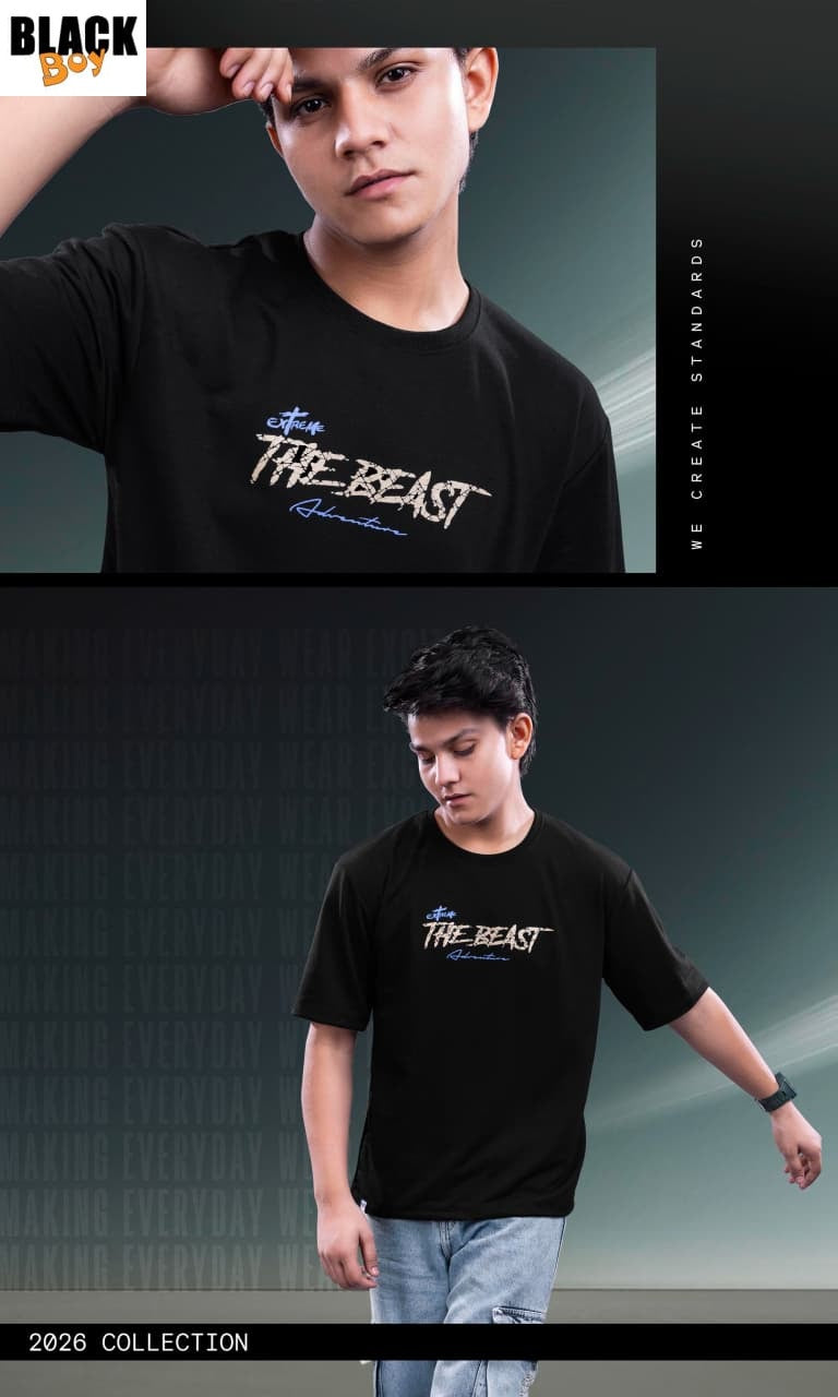 Vol 1325 Black Looper Boys Tshirt Supplier Gujarat