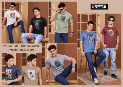 Vol 1328 Everyday Tencil Lycra Mens Tshirts Manufacturer Gujarat