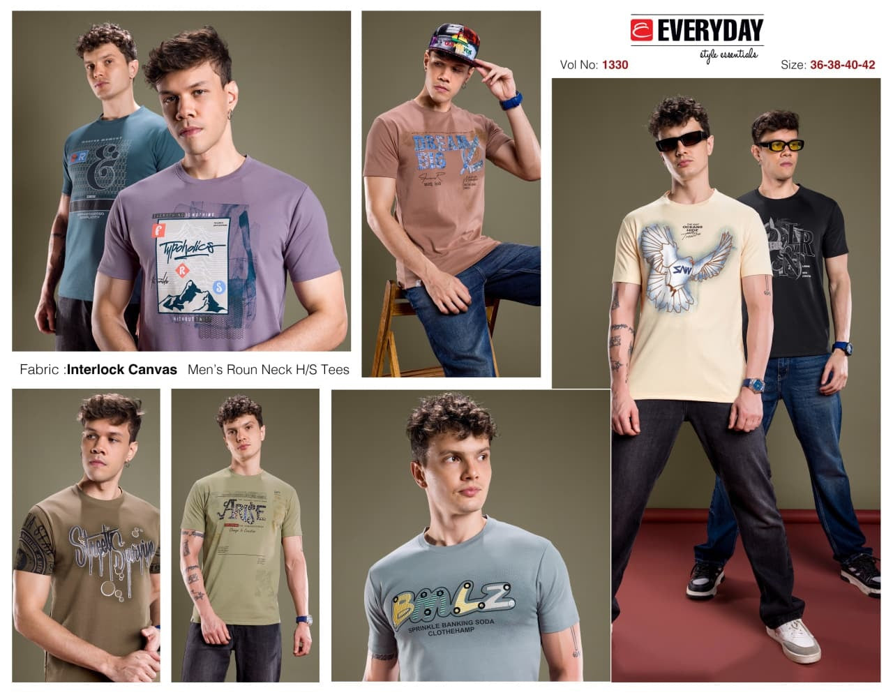 Vol 1330 Everyday Canvas Interlock Mens Tshirts Supplier India