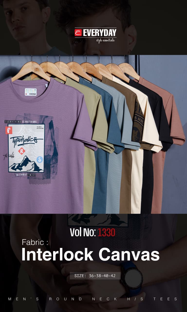 Vol 1330 Everyday Canvas Interlock Mens Tshirts Supplier India