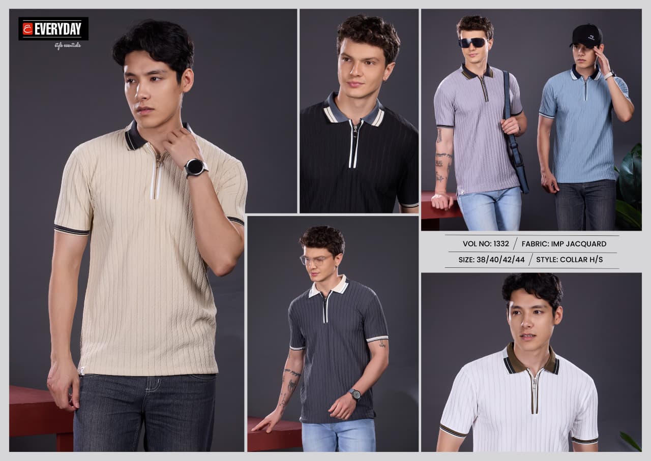 Vol 1332 Everyday Jacquard Knit Mens Tshirts Exporter Ahmedabad