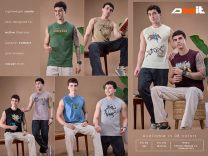 Vol 1342 Sleeve-Less Dooit Cotton Mens Tshirts Wholesaler Ahmedabad