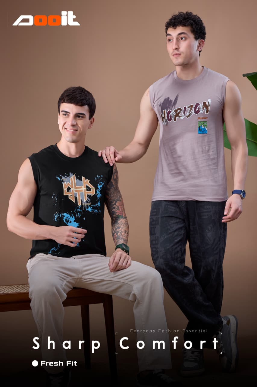 Vol 1342 Sleeve-Less Dooit Cotton Mens Tshirts Wholesaler Ahmedabad