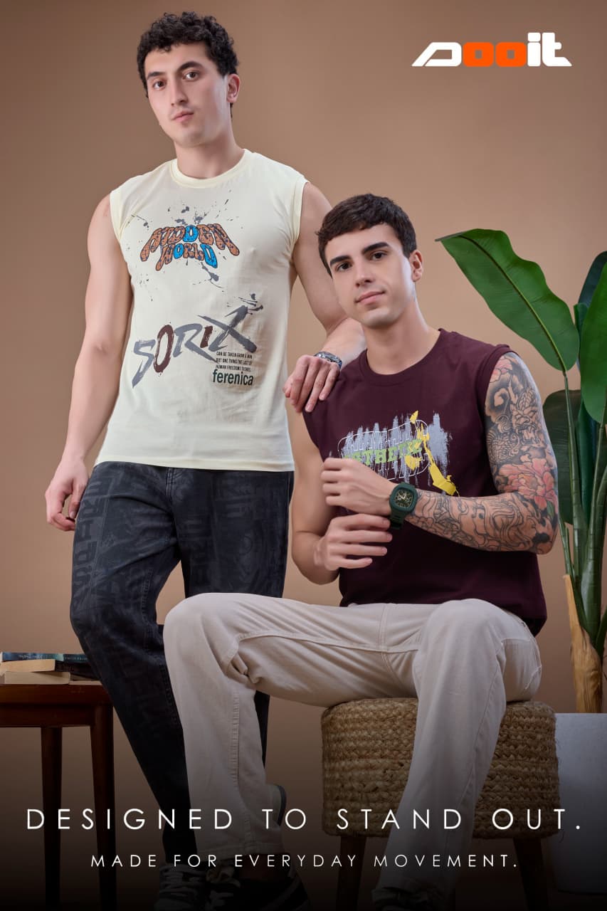 Vol 1342 Sleeve-Less Dooit Cotton Mens Tshirts Wholesaler Ahmedabad