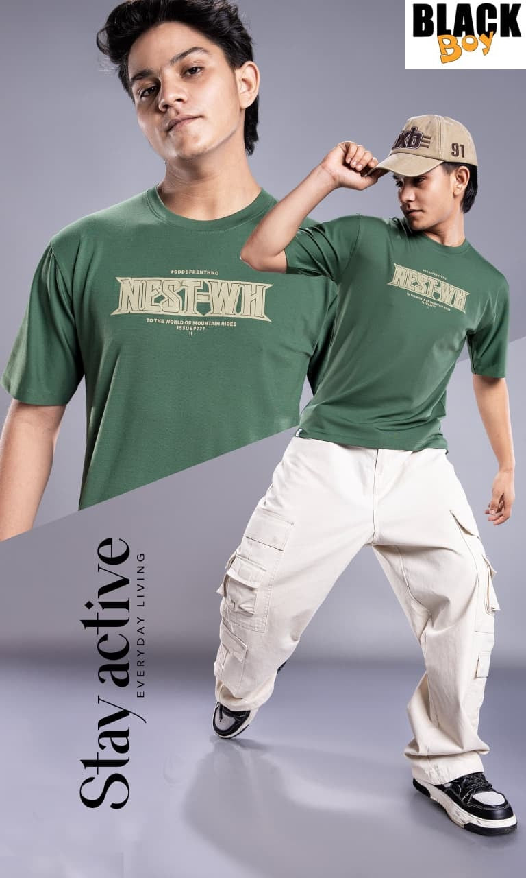 Vol 1346 Oversized Black Tencil Lycra Boys Tshirt Manufacturer Ahmedabad