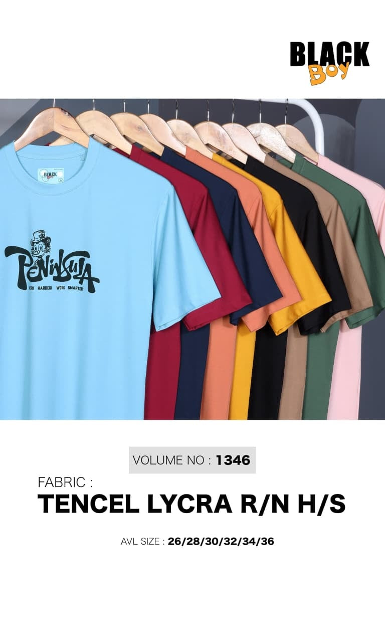 Vol 1346 Oversized Black Tencil Lycra Boys Tshirt Manufacturer Ahmedabad