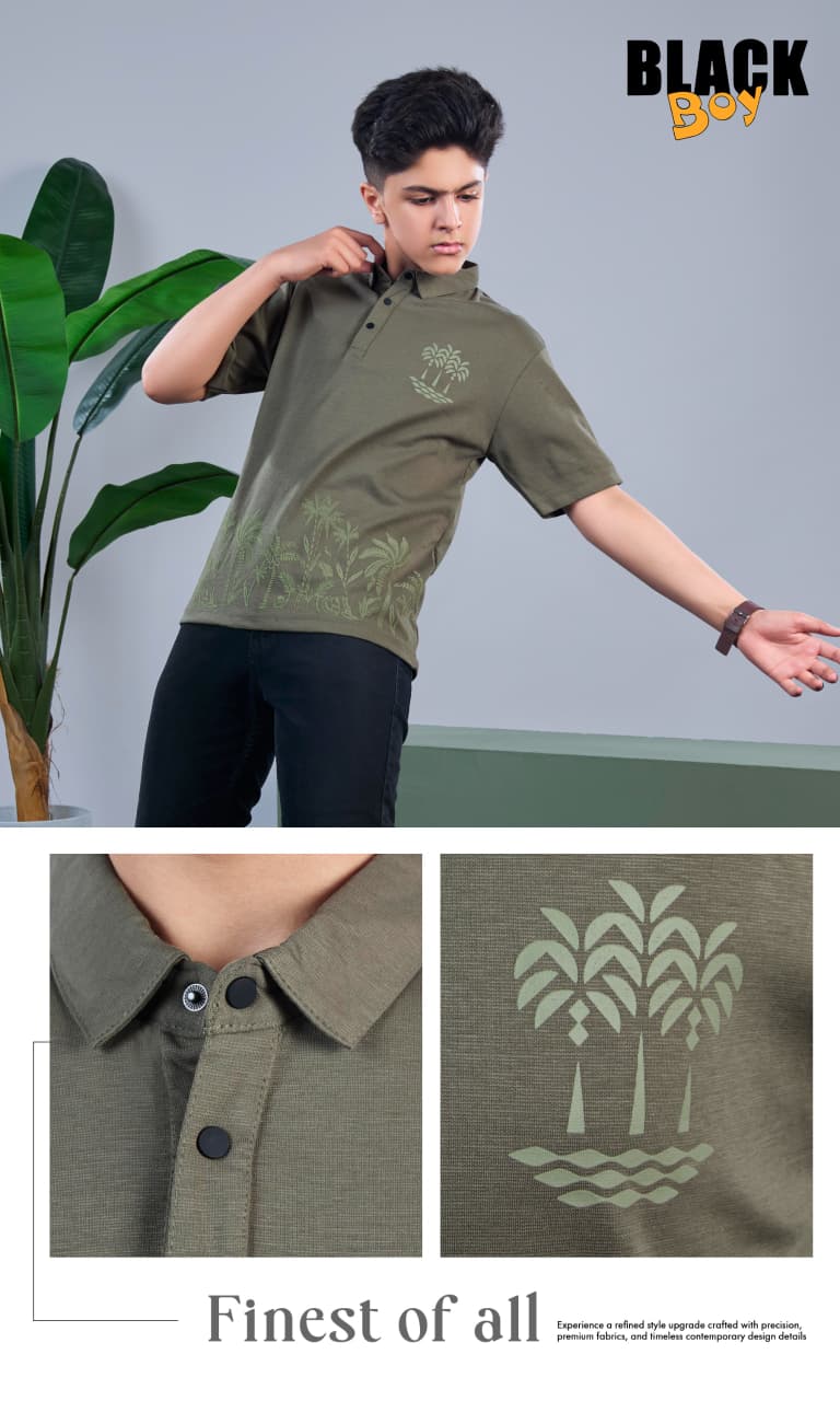 Vol 1348 Black Canvas Interlock Boys Tshirt Supplier India