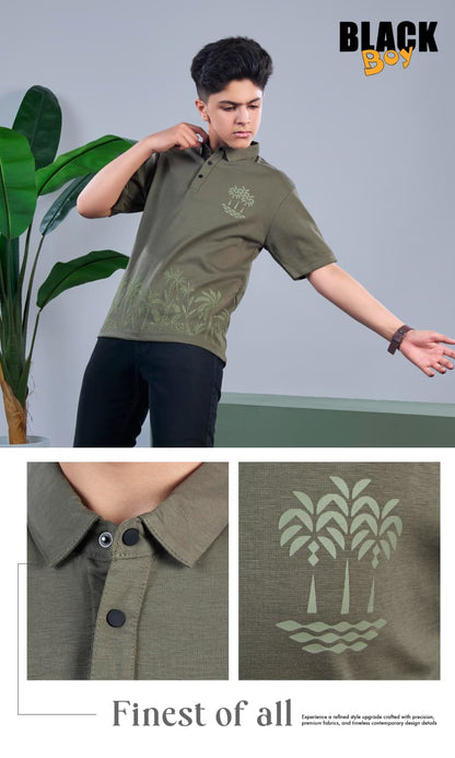 Vol 1348 Black Canvas Interlock Boys Tshirt Supplier India