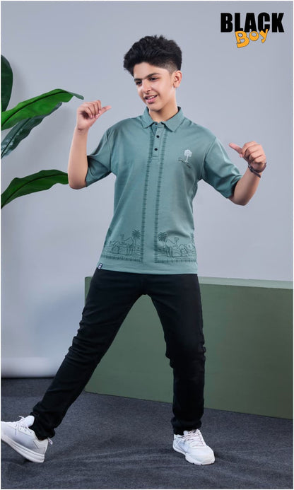 Vol 1348 Black Canvas Interlock Boys Tshirt Supplier India