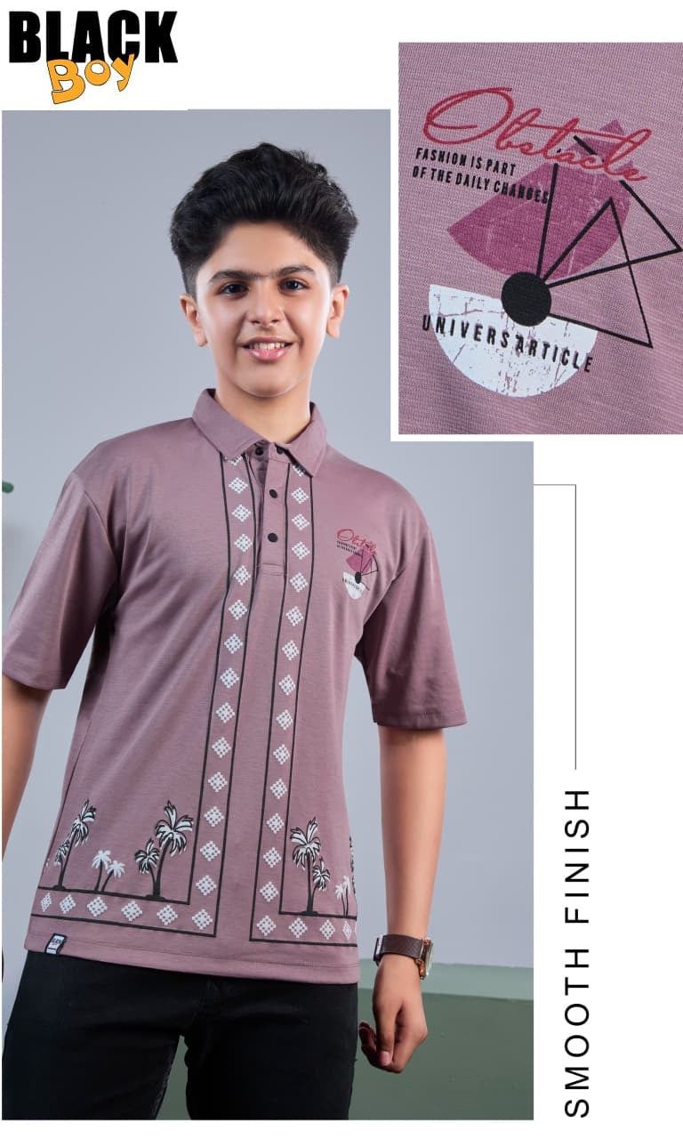 Vol 1348 Black Canvas Interlock Boys Tshirt Supplier India