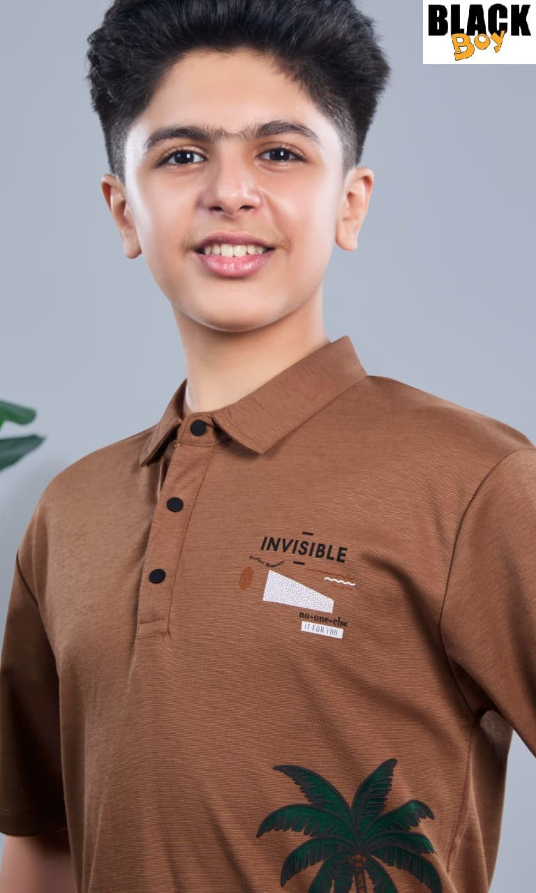 Vol 1348 Black Canvas Interlock Boys Tshirt Supplier India