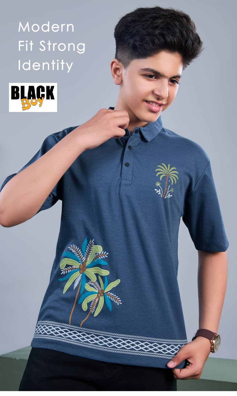 Vol 1348 Black Canvas Interlock Boys Tshirt Supplier India
