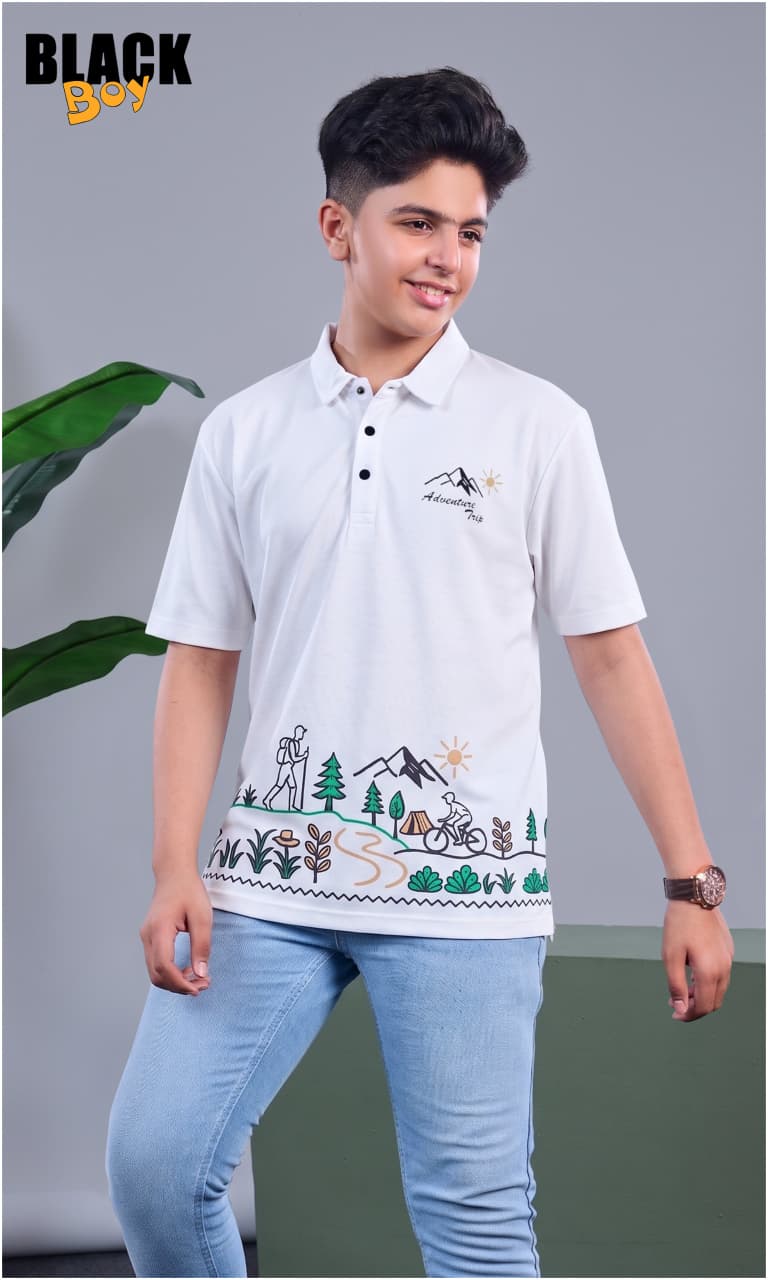 Vol 1348 Black Canvas Interlock Boys Tshirt Supplier India