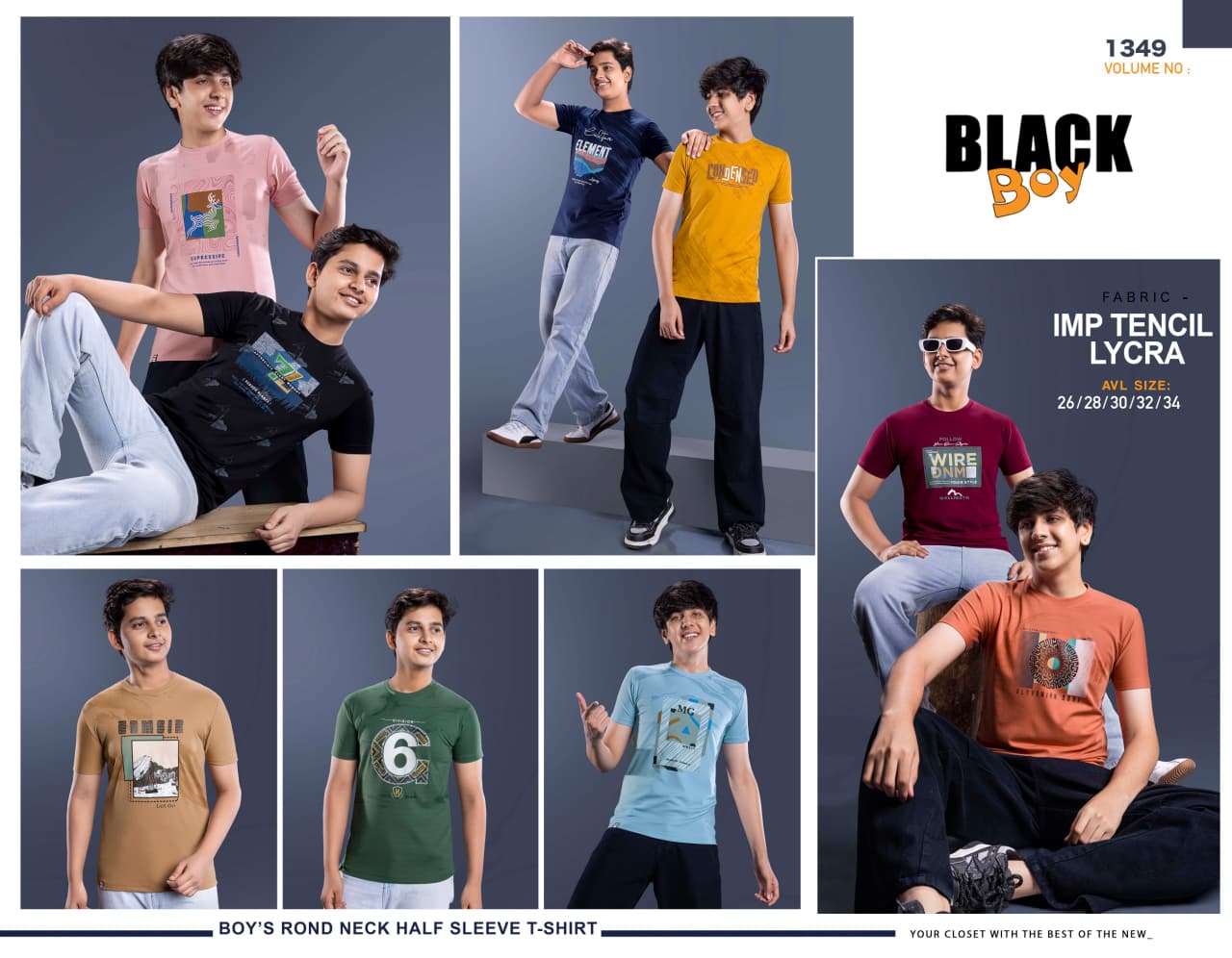 Vol 1349 Tencil Black Imported Boys Tshirt Manufacturer Gujarat