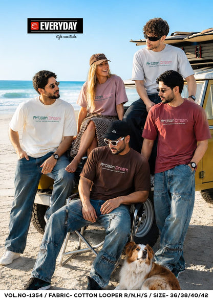 Vol 1354 Oversized Everyday Cotton Looper Mens Tshirts Supplier India