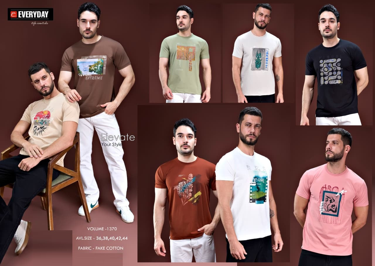 Vol 1370 Everyday Fake Cotton Mens Tshirts Exporter Ahmedabad