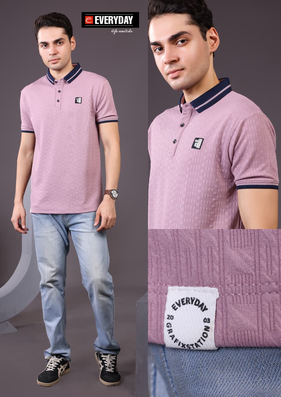 Vol 1382 Collar Style Everyday Jacquard Knit Mens Tshirts Wholesaler India