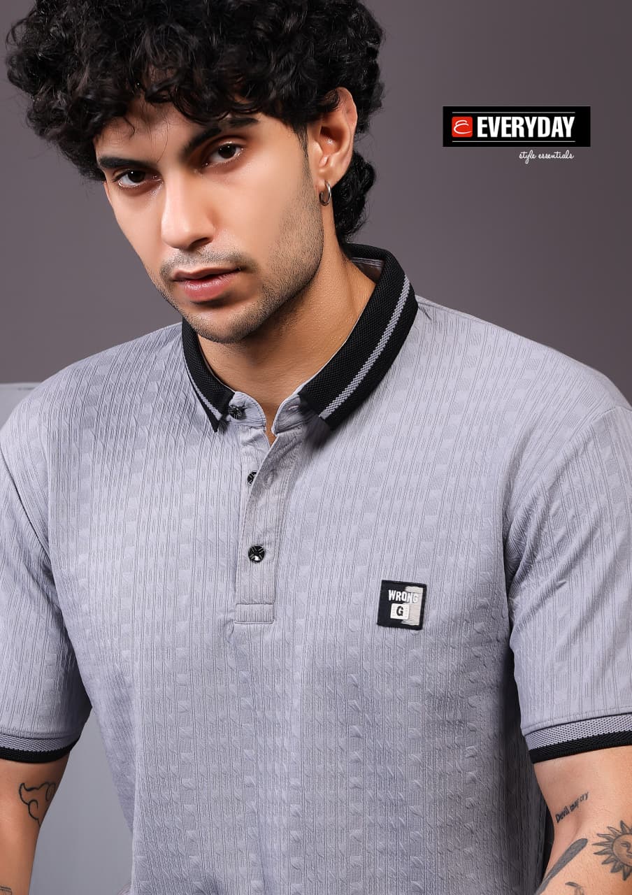 Vol 1382 Collar Style Everyday Jacquard Knit Mens Tshirts Wholesaler India
