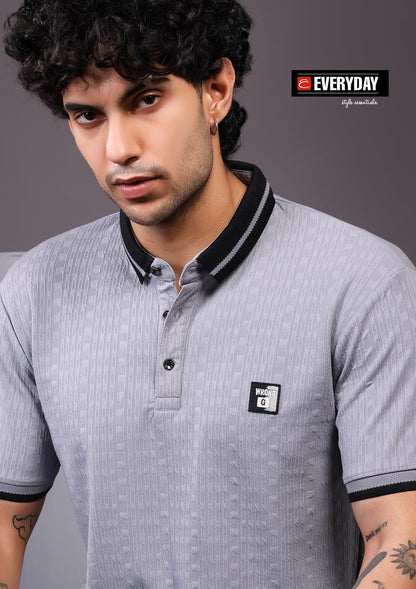 Vol 1382 Collar Style Everyday Jacquard Knit Mens Tshirts Wholesaler India