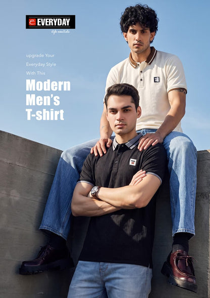 Vol 1382 Collar Style Everyday Jacquard Knit Mens Tshirts Wholesaler India