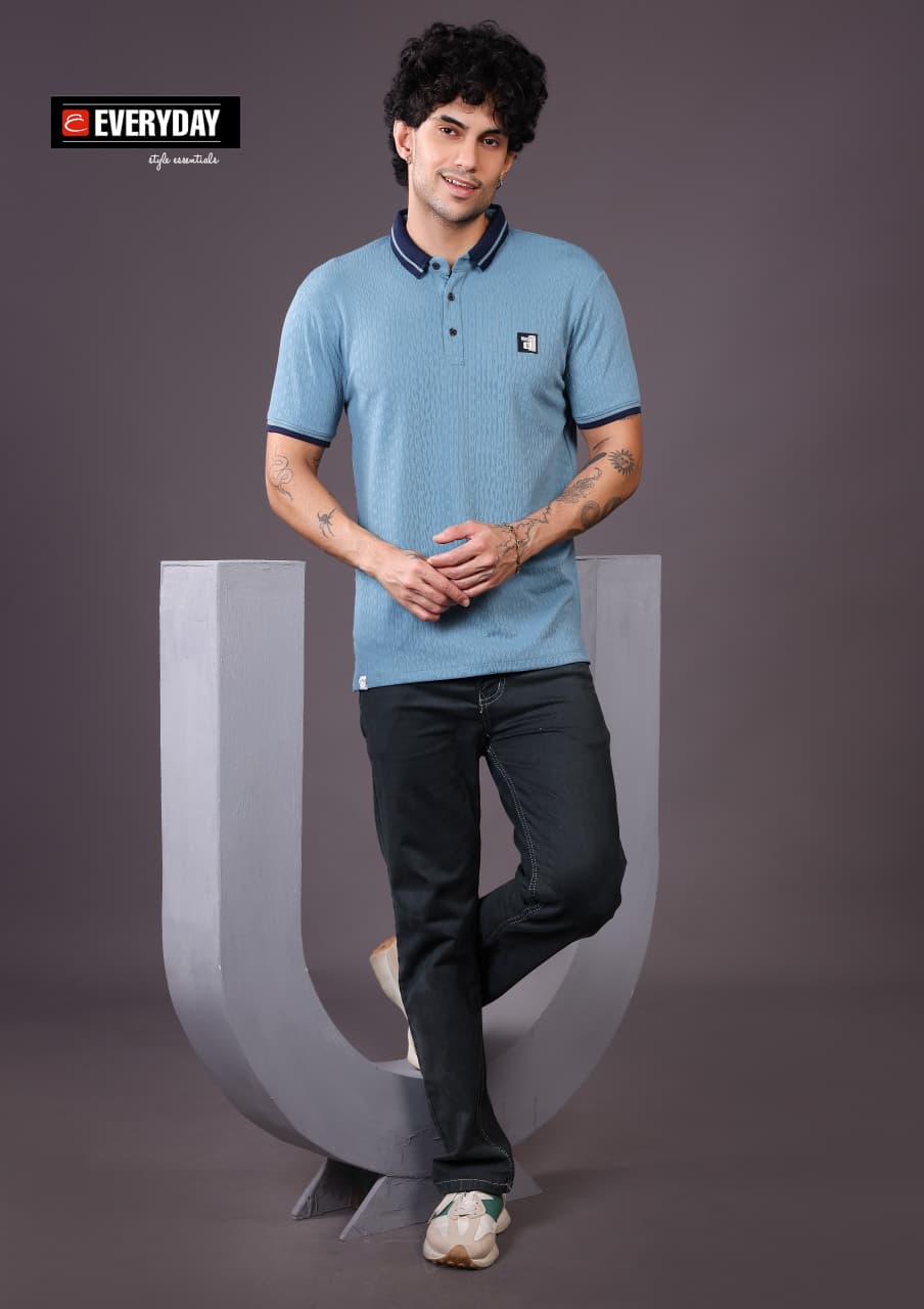 Vol 1382 Collar Style Everyday Jacquard Knit Mens Tshirts Wholesaler India