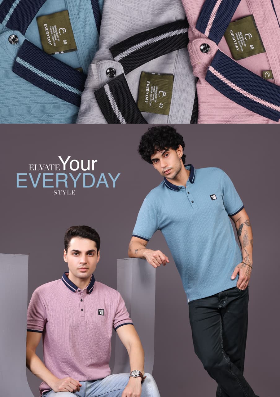 Vol 1382 Collar Style Everyday Jacquard Knit Mens Tshirts Wholesaler India