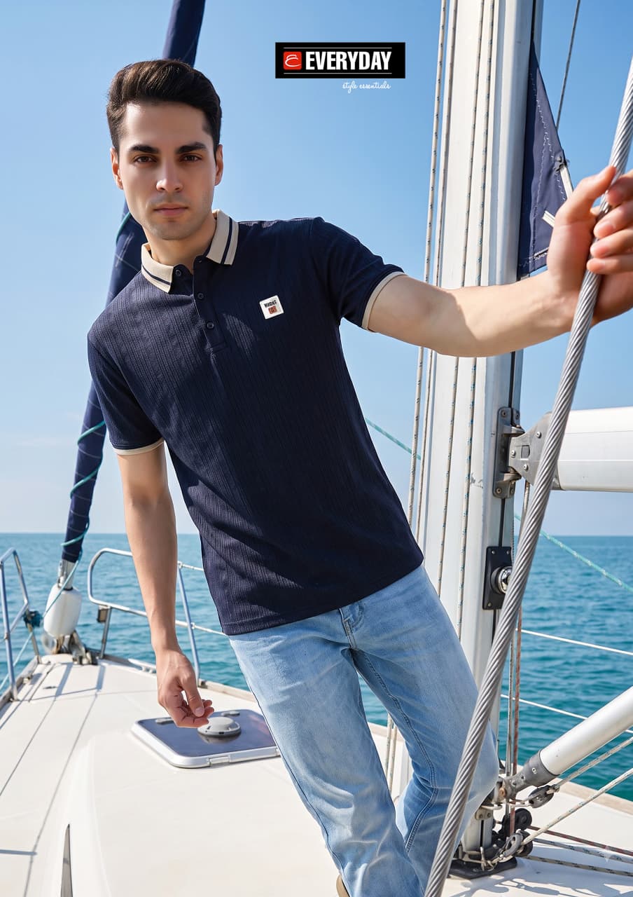 Vol 1382 Collar Style Everyday Jacquard Knit Mens Tshirts Wholesaler India