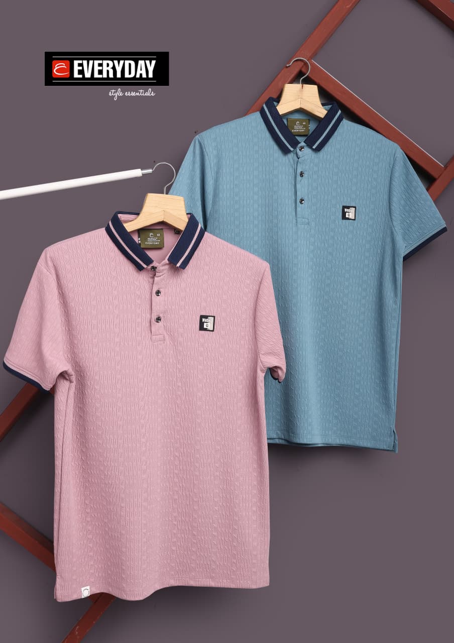 Vol 1382 Collar Style Everyday Jacquard Knit Mens Tshirts Wholesaler India