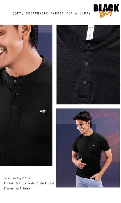 Vol 1388 Kurta Neck Black Tencil Lycra Boys Tshirt Manufacturer