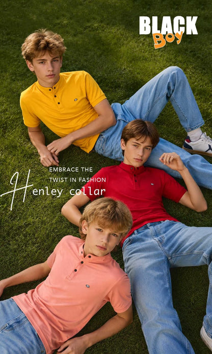 Vol 1388 Kurta Neck Black Tencil Lycra Boys Tshirt Manufacturer