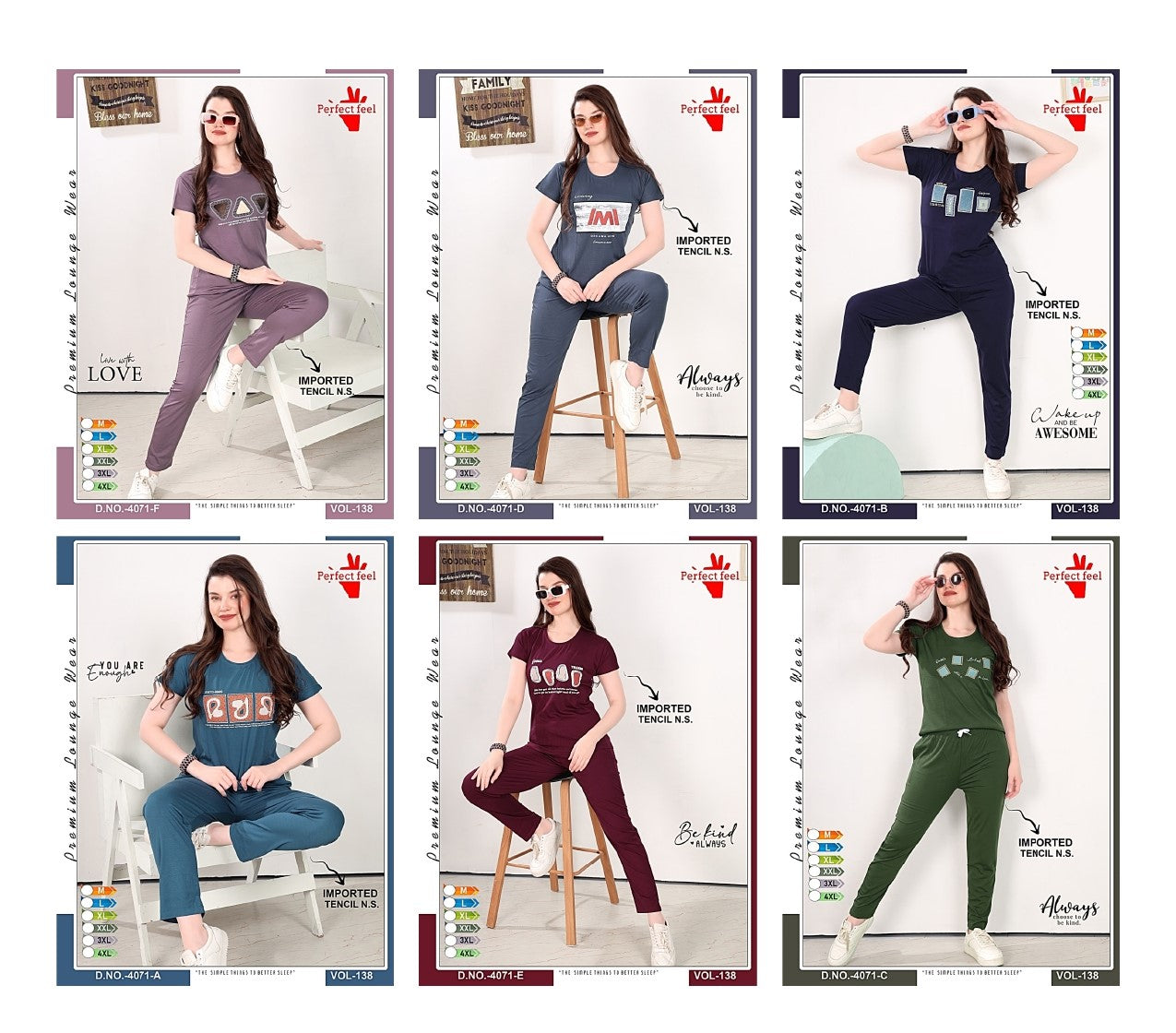 Vol 138 Perfect Feel Imported Pyjama Night Suits Wholesaler India