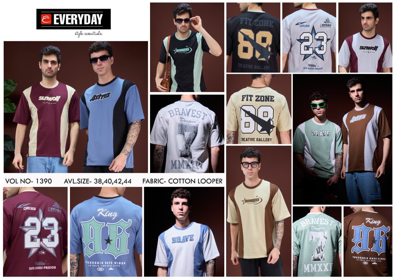 Vol 1390 Cut And Sew Everyday Cotton Looper Mens Tshirts Supplier Gujarat