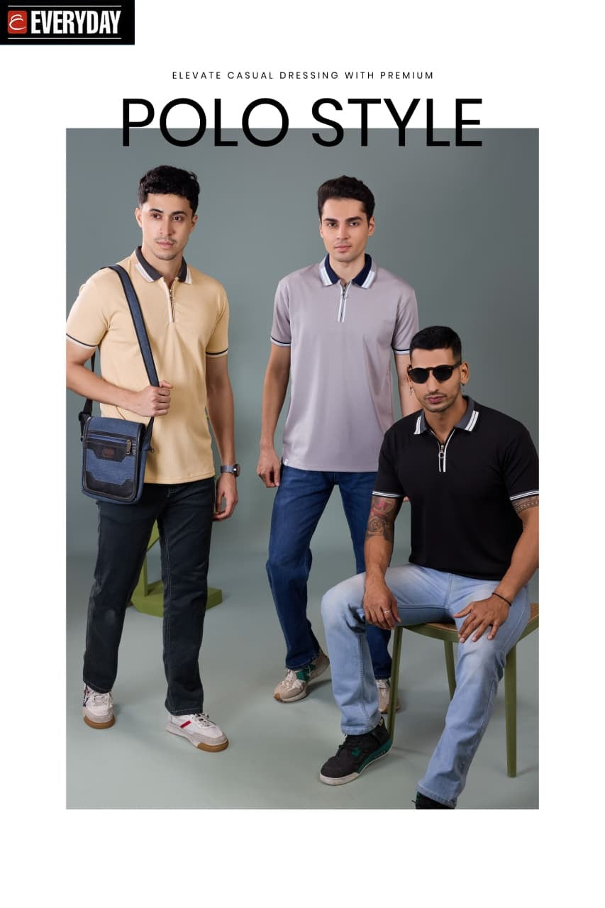 Vol 1394 Collar Zip Everyday Jacquard Knit Mens Tshirts Supplier Gujarat