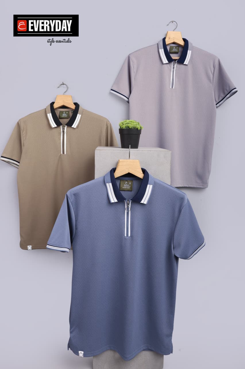 Vol 1394 Collar Zip Everyday Jacquard Knit Mens Tshirts Supplier Gujarat