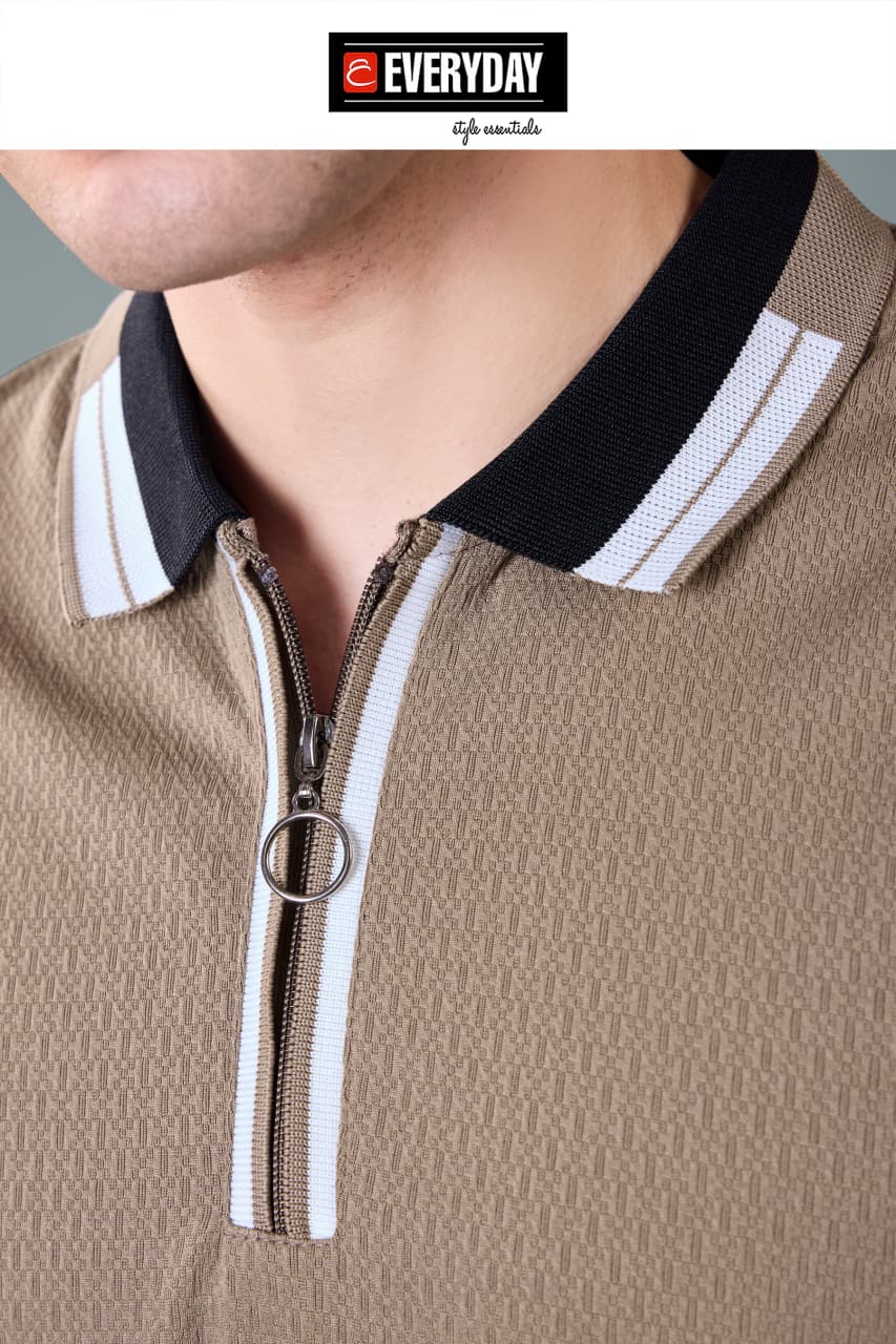 Vol 1394 Collar Zip Everyday Jacquard Knit Mens Tshirts Supplier Gujarat
