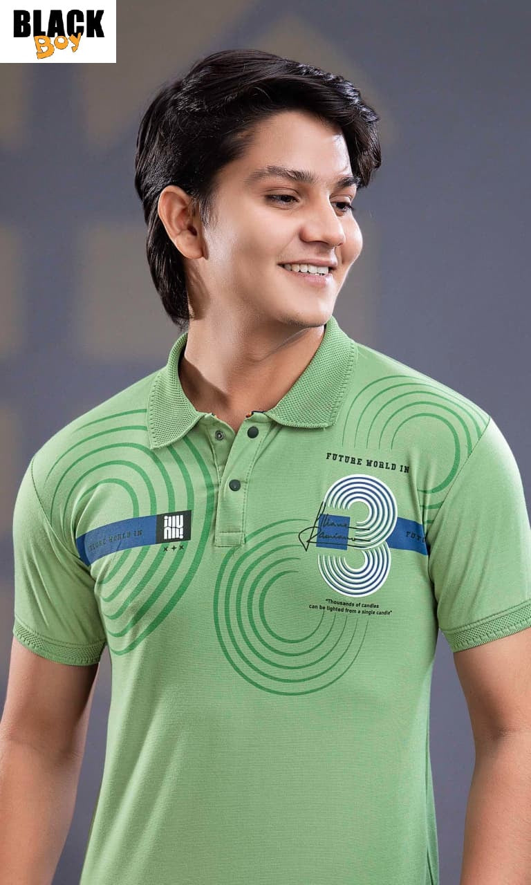 Vol 1401 Collar Style Black Tencil Lycra Boys Tshirt Exporter