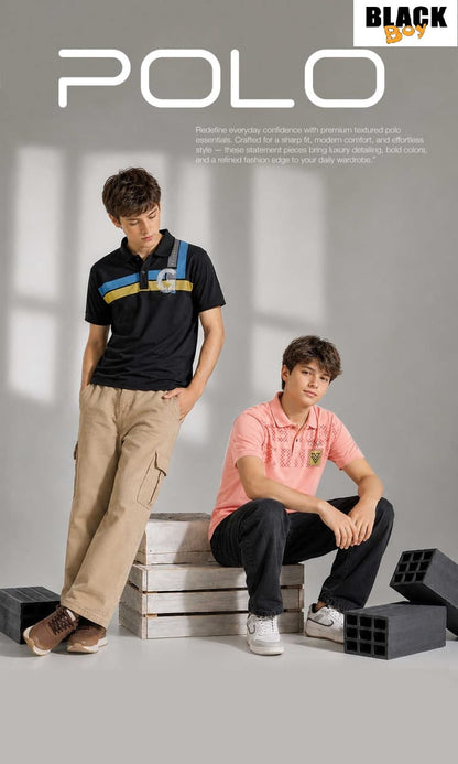 Vol 1401 Collar Style Black Tencil Lycra Boys Tshirt Exporter