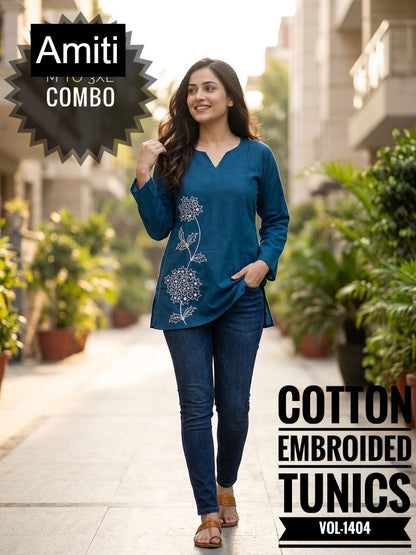 Vol 1404 Amiti Cotton Rayon Short Kurtis Wholesaler Ahmedabad