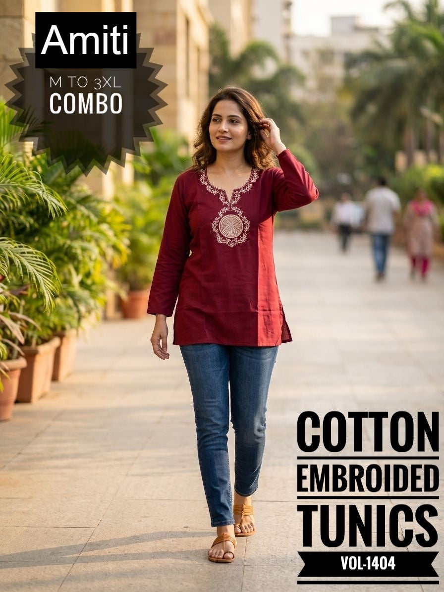 Vol 1404 Amiti Cotton Rayon Short Kurtis Wholesaler Ahmedabad