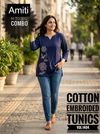 Vol 1404 Amiti Cotton Rayon Short Kurtis Wholesaler Ahmedabad