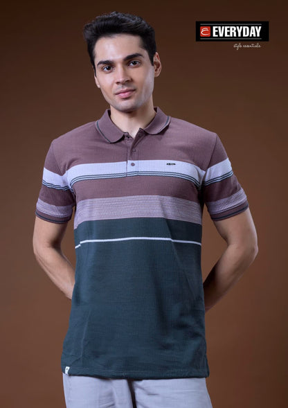 Vol 1411 Collar Everyday Auto Stripes Mens Tshirts Wholesale Price