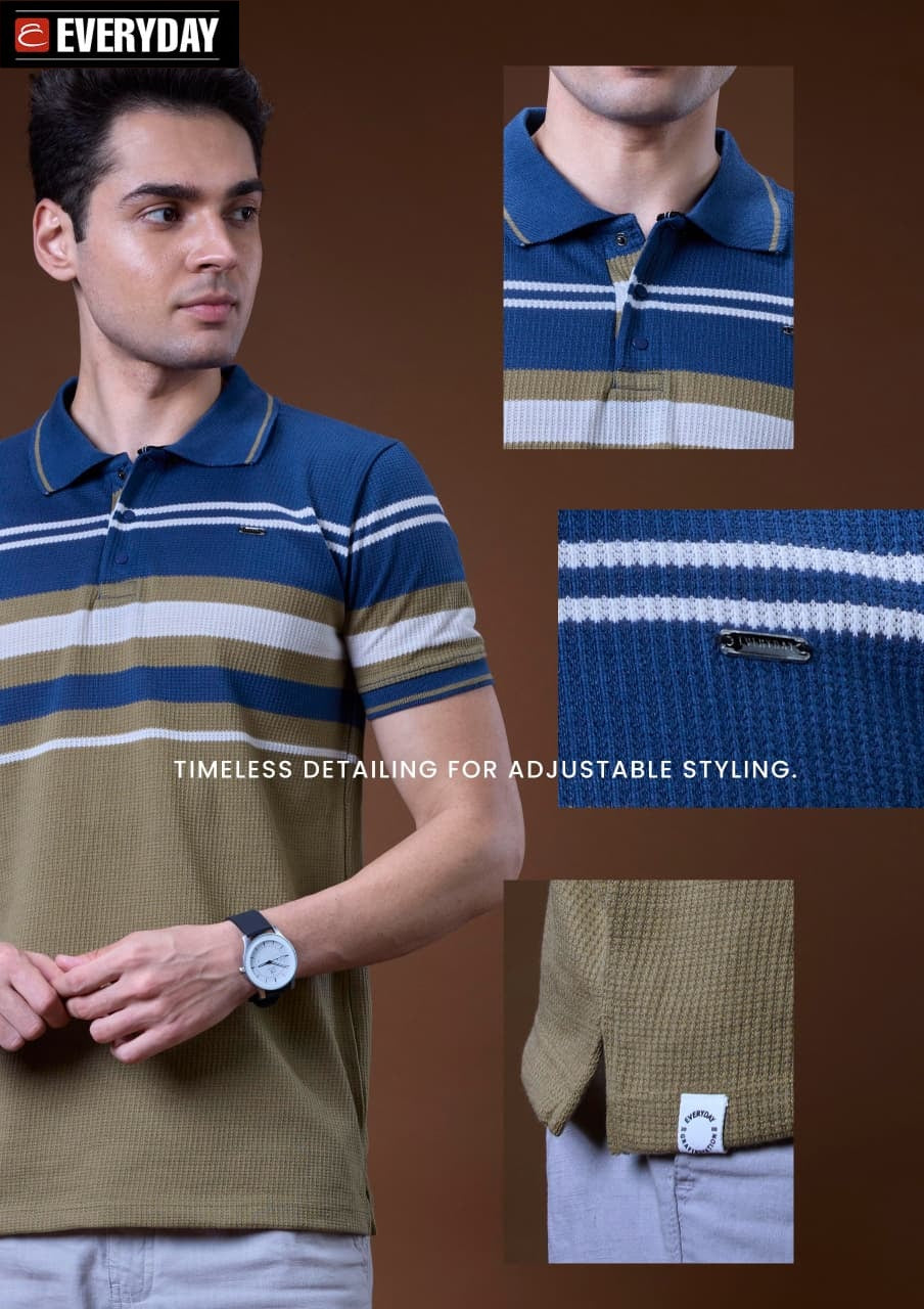 Vol 1411 Collar Everyday Auto Stripes Mens Tshirts Wholesale Price