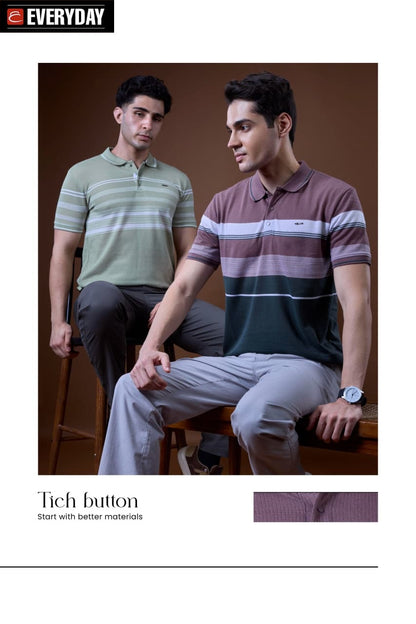 Vol 1411 Collar Everyday Auto Stripes Mens Tshirts Wholesale Price