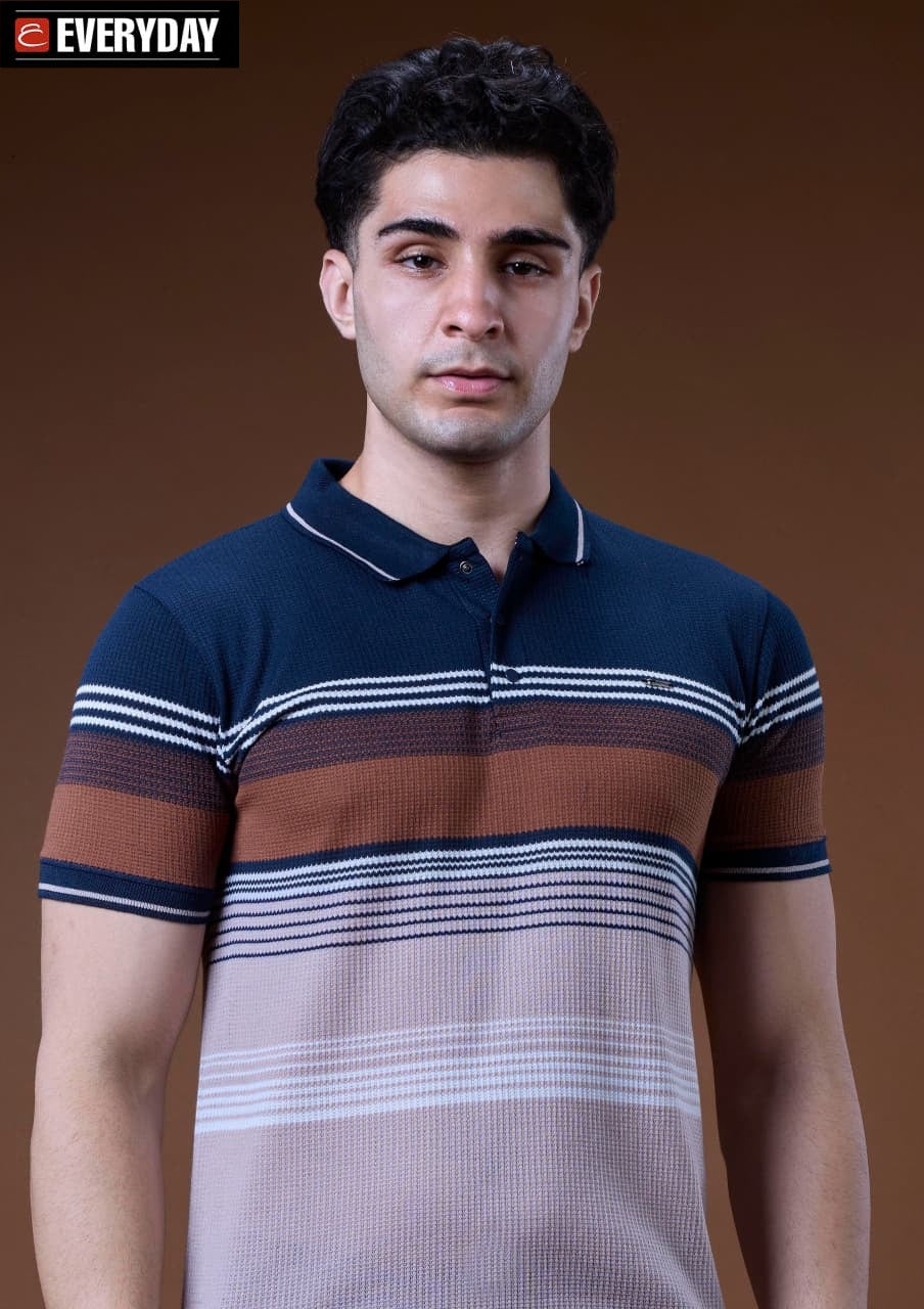 Vol 1411 Collar Everyday Auto Stripes Mens Tshirts Wholesale Price
